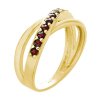 Silver ring with czech garnet, gold plated - line                                                   