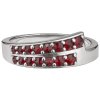 Silver ring with czech garnet, rhodium plated - line                                                