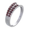 Silver ring with czech garnet, rhodium plated - line                                                