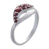 Silver ring with czech garnet, rhodium plated - wave                                                