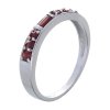 Silver ring with czech garnet, rhodium plated - line                                                