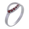 Silver ring with czech garnet, rhodium plated - wave                                                