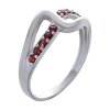 Silver ring with czech garnet, rhodium plated - wave                                                