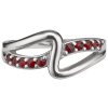 Silver ring with czech garnet, rhodium plated - wave                                                