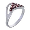 Silver ring with czech garnet, rhodium plated - triangle                                            