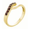 Silver ring with czech garnet, gold plated - wave                                                   