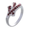 Silver ring with czech garnet, rhodium plated                                                       