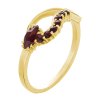 Silver ring with czech garnet, gold plated - wave                                                   