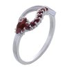 Silver ring with czech garnet, rhodium plated - wave                                                