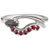 Silver ring with czech garnet, rhodium plated - wave                                                