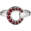 Silver ring with czech garnet, rhodium plated - circle                                              