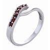 Silver ring with czech garnet, rhodium plated - wave                                                