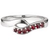 Silver ring with czech garnet, rhodium plated - wave                                                