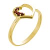 Silver ring with czech garnet, gold plated - heart                                                  
