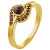 Silver ring with czech garnet, gold plated                                                          