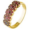 Silver ring with czech garnet, gold plated - flower                                                 