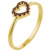 Silver ring with czech garnet, gold plated - heart                                                  