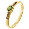 Silver ring with czech garnet and moldavite, gold plated - line                                     