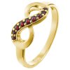 Silver ring with czech garnet, gold plated - infinity                                               