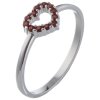 Silver ring with czech garnet, rhodium plated - heart                                               