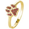 Silver ring with czech garnet, gold plated - paw                                                    