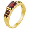 Silver ring with czech garnet, gold plated - rectangle                                              