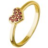 Silver ring with czech garnet, gold plated - heart                                                  