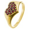 Silver ring with czech garnet, gold plated - heart                                                  