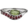 Silver ring with czech garnet and moldavite, rhodium plated - wave                                  