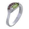 Silver ring with czech garnet and moldavite, rhodium plated - wave                                  