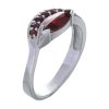 Silver ring with czech garnet, rhodium plated - wave                                                