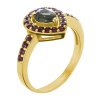 Silver ring with czech garnet and moldavite, gold plated - drop                                     