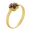 Silver ring with czech garnet, gold plated - flower                                                 