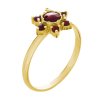 Silver ring with czech garnet, gold plated - flower                                                 