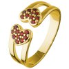 Silver ring with czech garnet, gold plated - heart                                                  