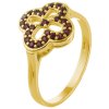 Silver ring with czech garnet, gold plated - flower                                                 