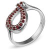 Silver ring with czech garnet, rhodium plated - drop                                                