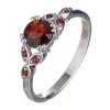 Silver ring with czech garnet, rhodium plated                                                       