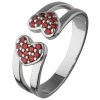 Silver ring with czech garnet, rhodium plated - heart                                               