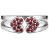 Silver ring with czech garnet, rhodium plated - heart                                               