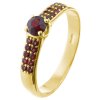Silver ring with czech garnet, gold plated - line                                                   