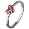 Silver ring with czech garnet, rhodium plated - heart                                               