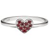 Silver ring with czech garnet, rhodium plated - heart                                               