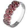 Silver ring with czech garnet, rhodium plated - flower                                              