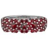 Silver ring with czech garnet, rhodium plated - flower                                              