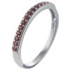 Silver ring with czech garnet, rhodium plated - line                                                
