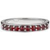 Silver ring with czech garnet, rhodium plated - line                                                