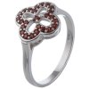 Silver ring with czech garnet, rhodium plated - flower                                              