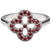 Silver ring with czech garnet, rhodium plated - flower                                              