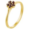 Silver ring with czech garnet, gold plated - flower                                                 